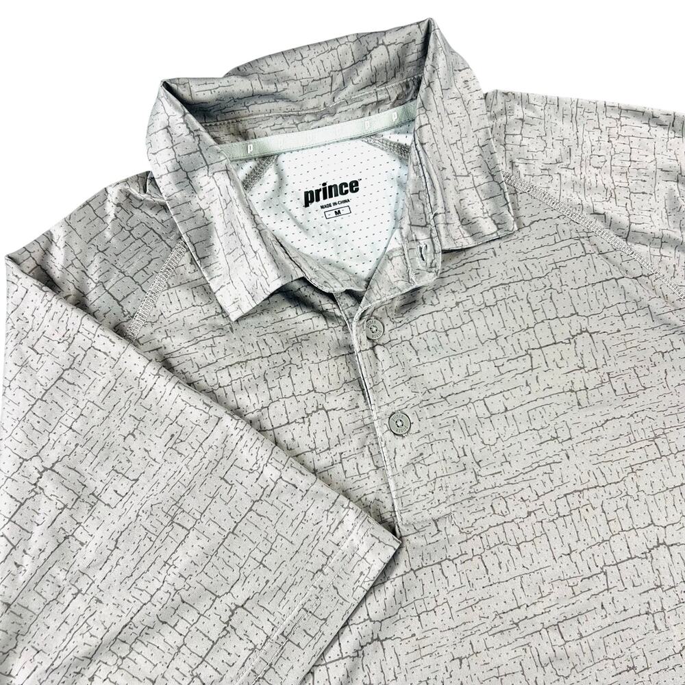 Prince Polo Shirt Tennis Golf Performance Medium Gray Crackle Short Sleeve